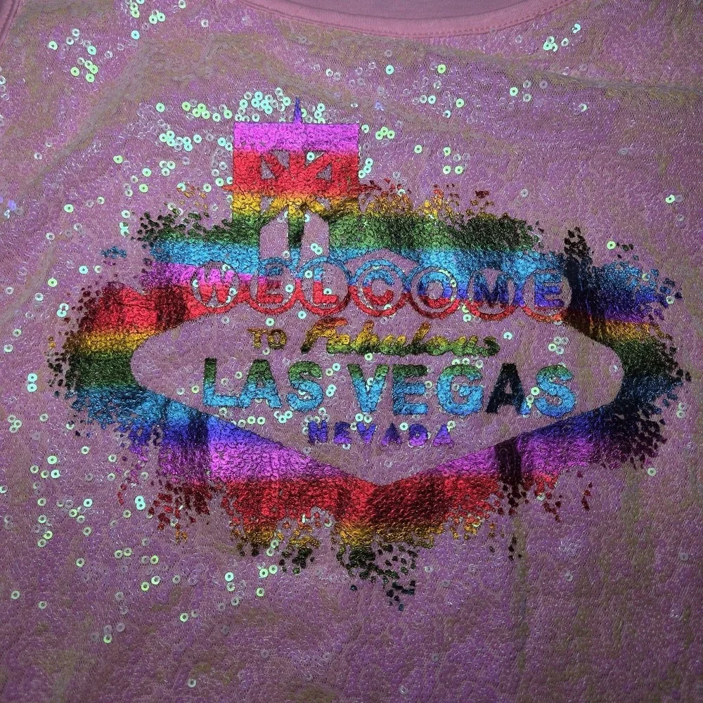 Mila Las‎ Vegas Sequin Tank & Shorts Set Women's XL Pink Sparkle Lounge Pajama